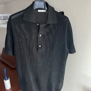 Suitsupply Black Crochet Polo / Medium / NEW